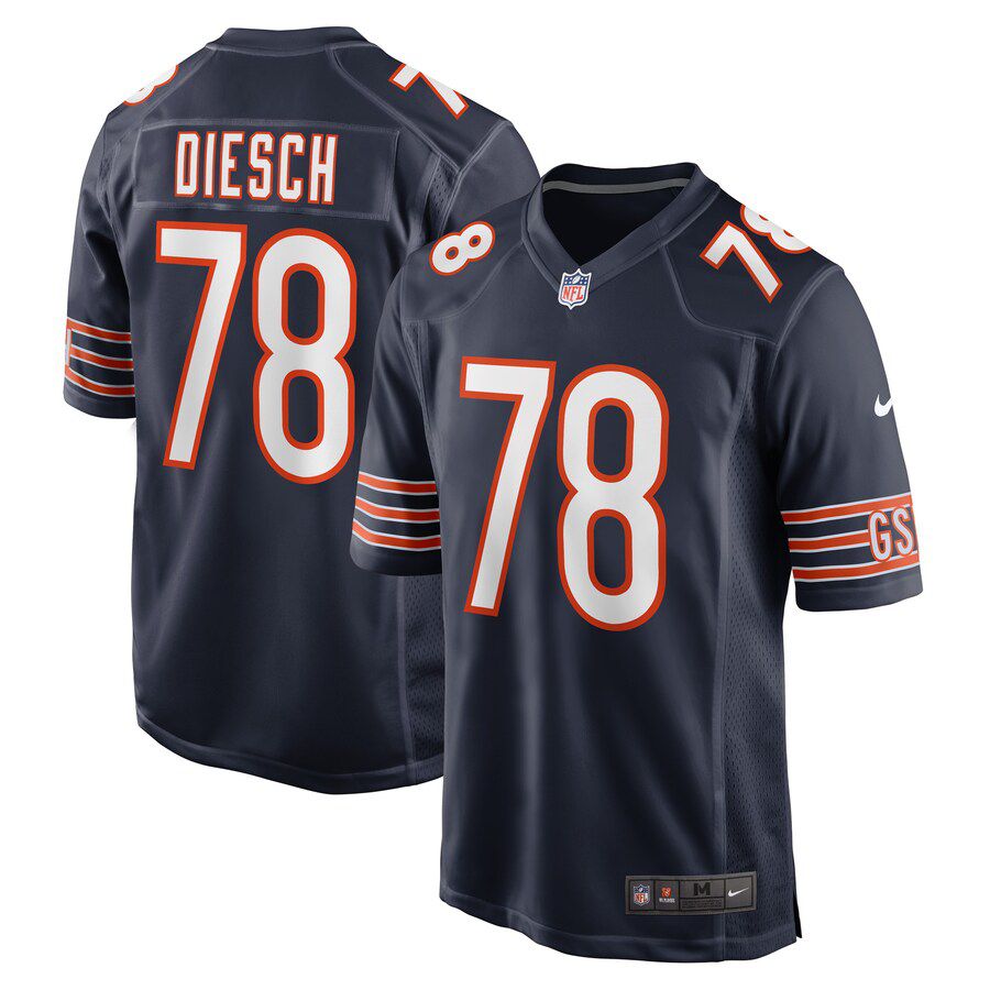 Men Chicago Bears 78 Kellen Diesch Nike Navy Game Player NFL Jersey